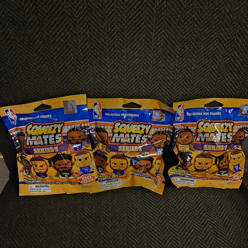 NBA Squeezy Mates Series 1 Collectible NBA Figures (QTY 3 PACKS)
